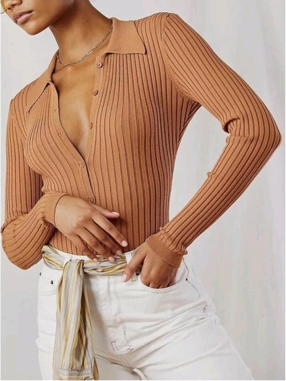 RAMY KOBO Womens Jumpsuit Top Size Small camel colot - Picture 2 of 5